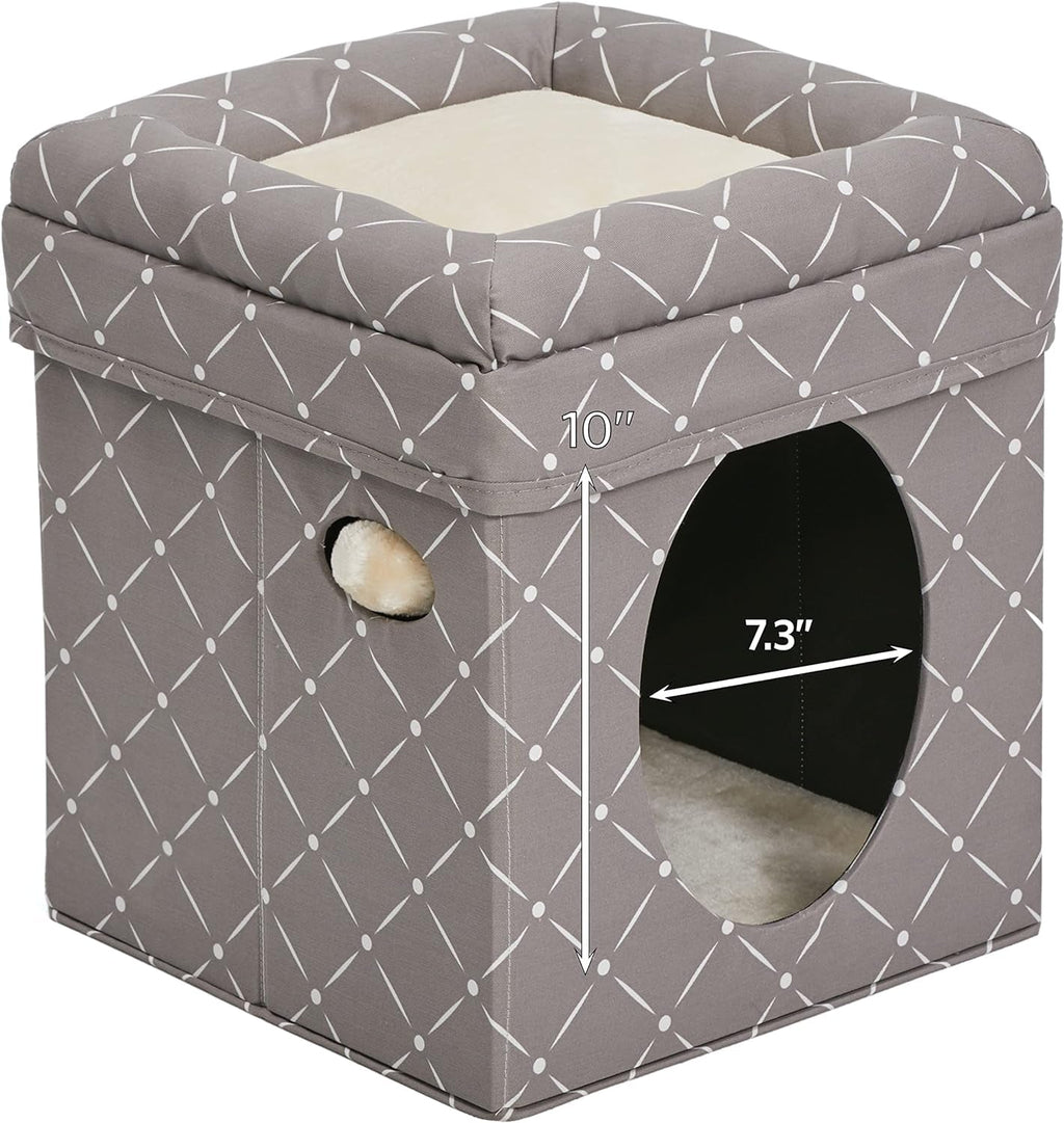 Cat Hous  in Fashionable Mushroom Diamond Print
