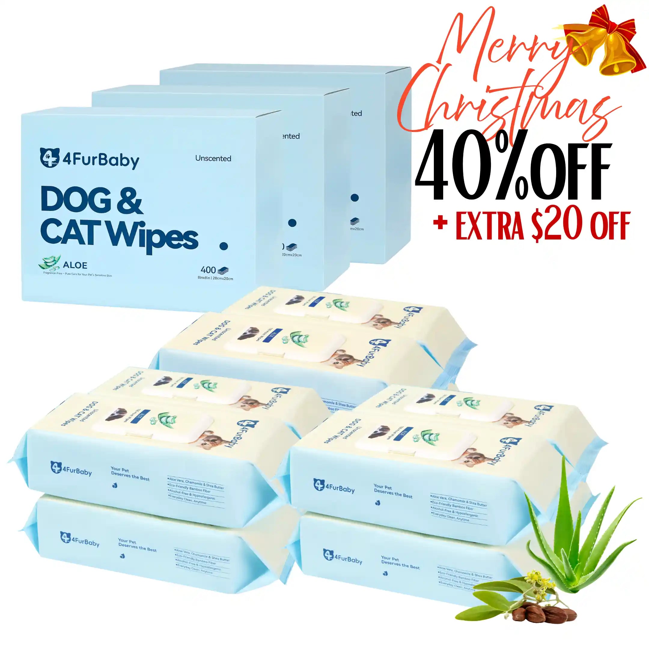 Plant-Based Dog & Cat Grooming Wipes  Hypoallergenic Pet Wipes  4FurBaby