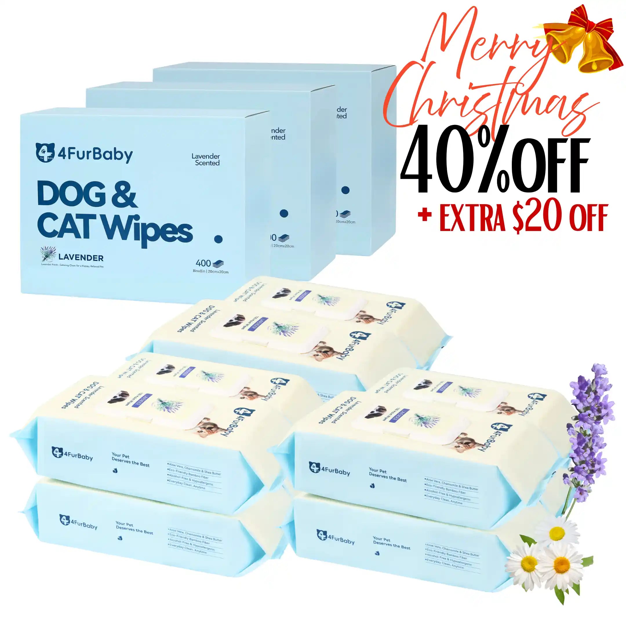 Plant-Based Dog & Cat Grooming Wipes  Hypoallergenic Pet Wipes  4FurBaby