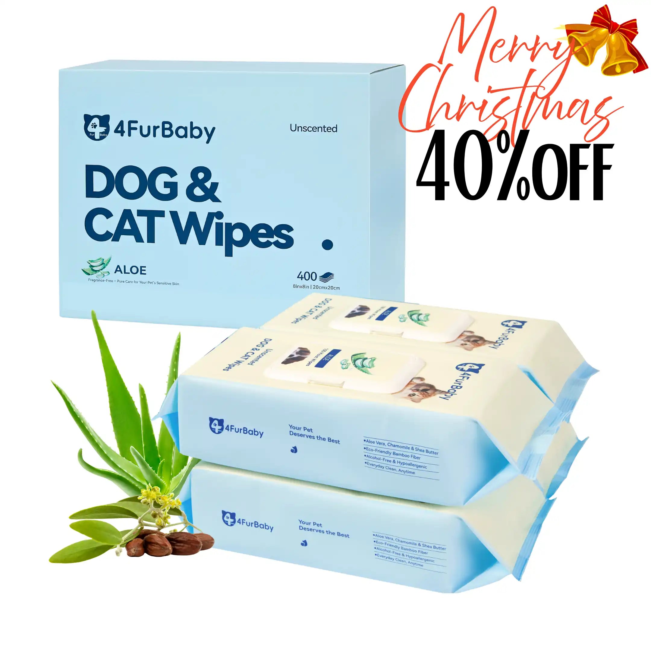 Plant-Based Dog & Cat Grooming Wipes  Hypoallergenic Pet Wipes  4FurBaby