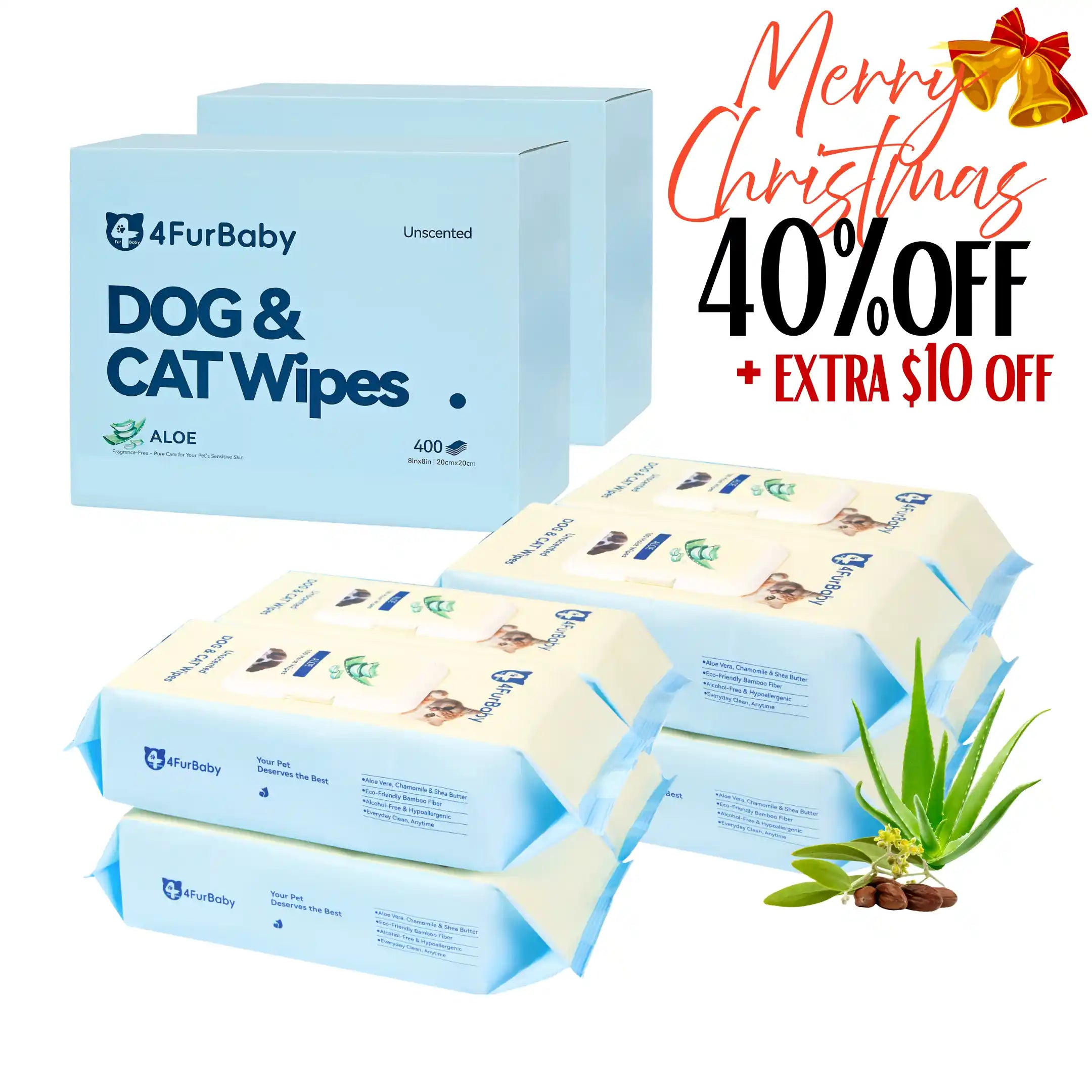 Plant-Based Dog & Cat Grooming Wipes  Hypoallergenic Pet Wipes  4FurBaby