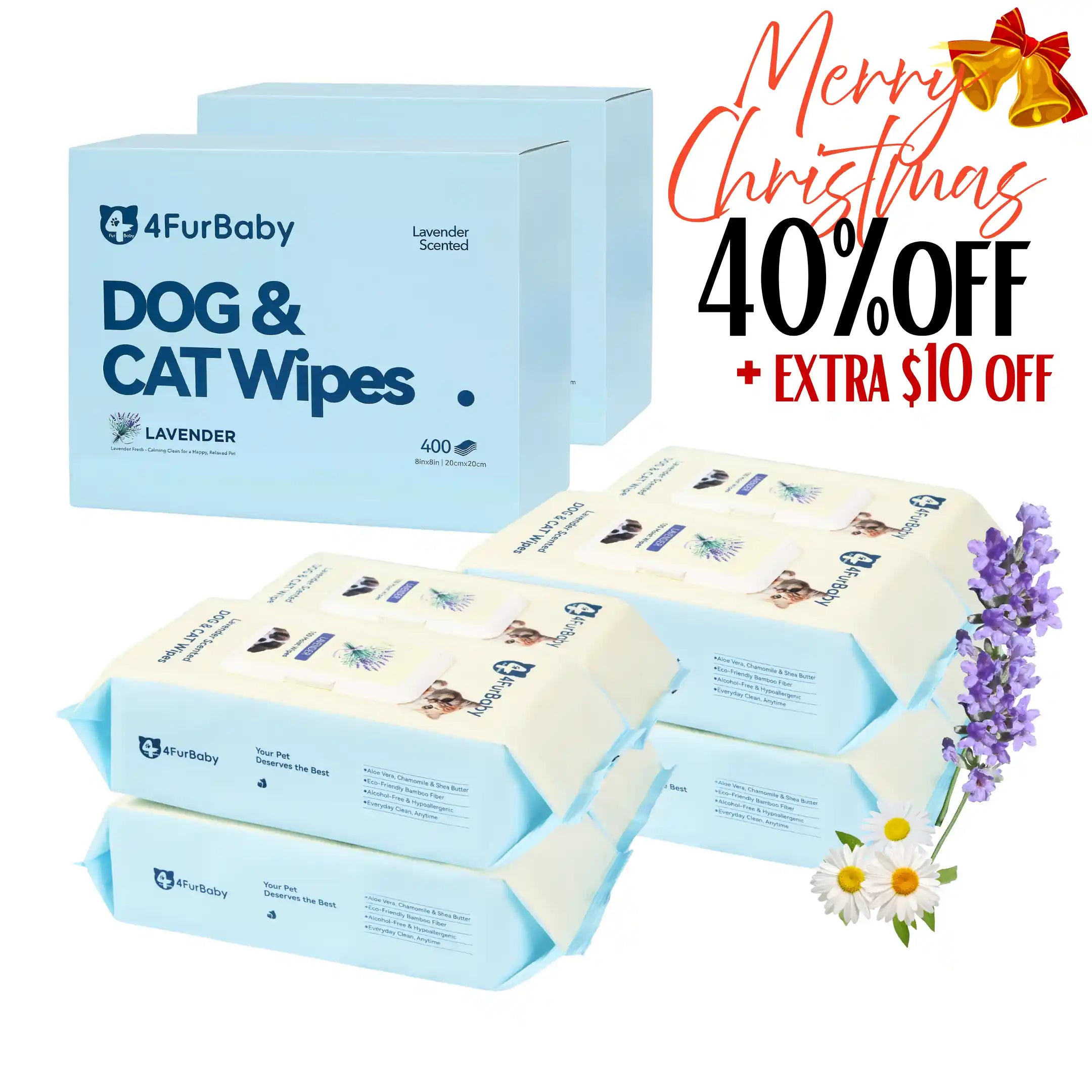 Plant-Based Dog & Cat Grooming Wipes  Hypoallergenic Pet Wipes  4FurBaby