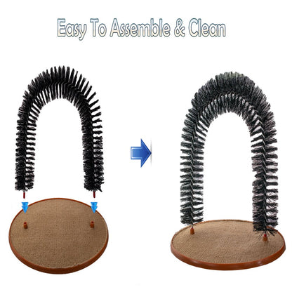 Perfect Cat Self Grooming Arch Post & Toy with Bristle and Catnip for Scratching, Brushing, and Massaging - Cat Grooming Arch -