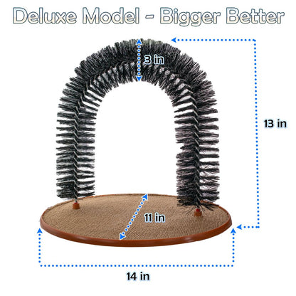 Perfect Cat Self Grooming Arch Post & Toy with Bristle and Catnip for Scratching, Brushing, and Massaging - Cat Grooming Arch -