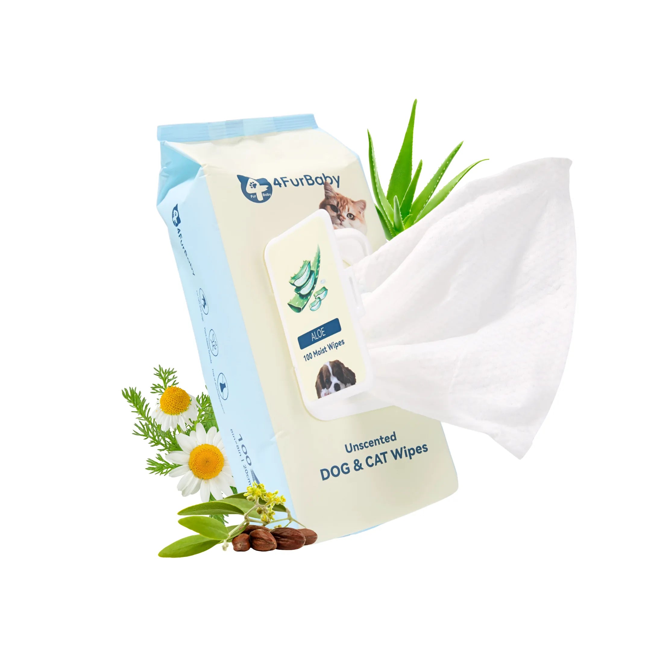 Plant-Based Dog & Cat Grooming Wipes  Hypoallergenic Pet Wipes  4FurBaby