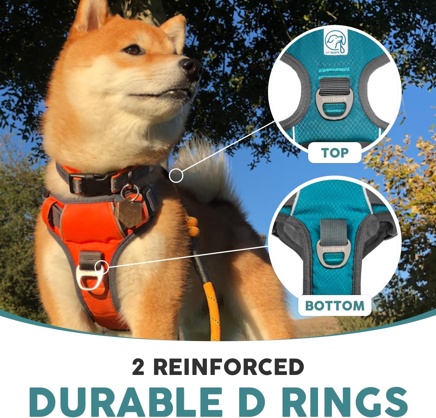 Embark Adventure Dog Harness, Easy on and off with Front and Back Leash Attachments & Control Handle - No Pull Training, Size Adjustable and Non Choke